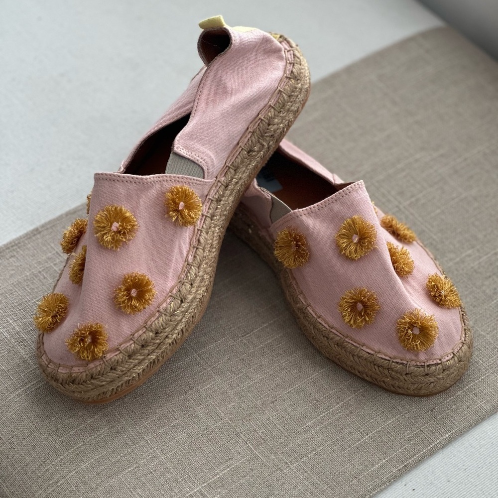 Pink Espadrille Flats with Floral Accents